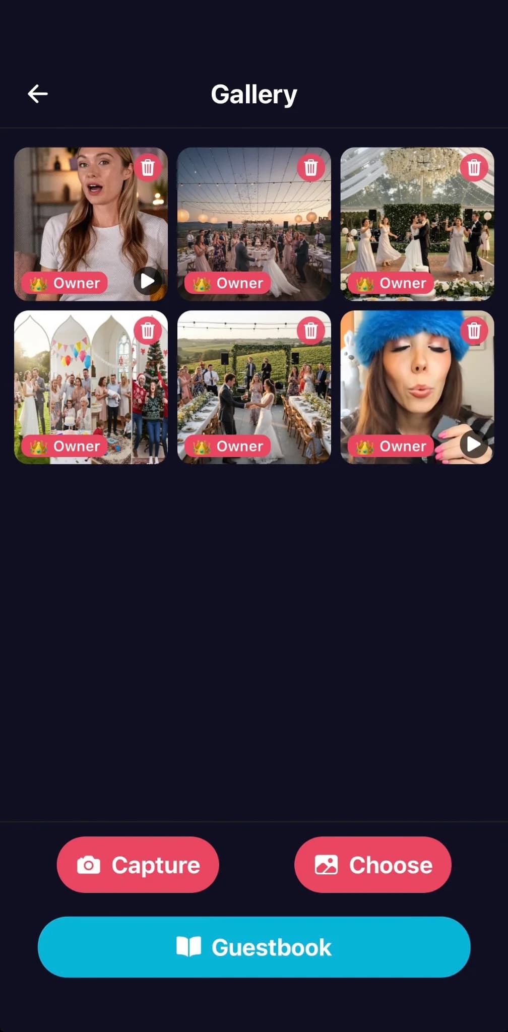 PartyShare shared gallery